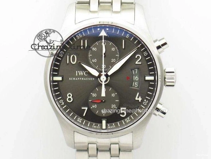 MIROTIME 0508 Pilot Chrono Spitfire IW387903 SS ZF 1:1 Best Edition Black Dial on Brown Leather Strap A OdorResistant 7127
